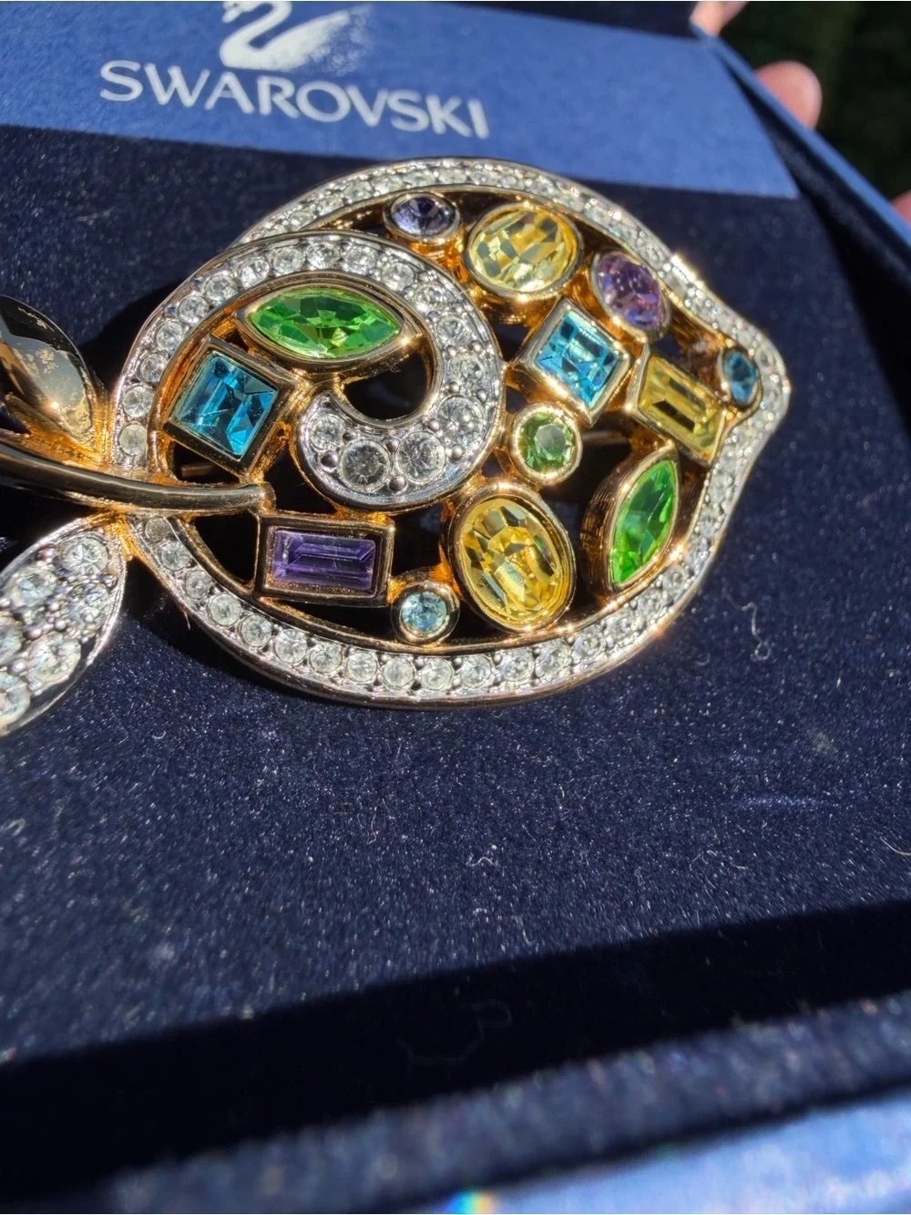SWAROVSKI Crystal Colorful Gemstone Design Fish Brooch Soo unique with box